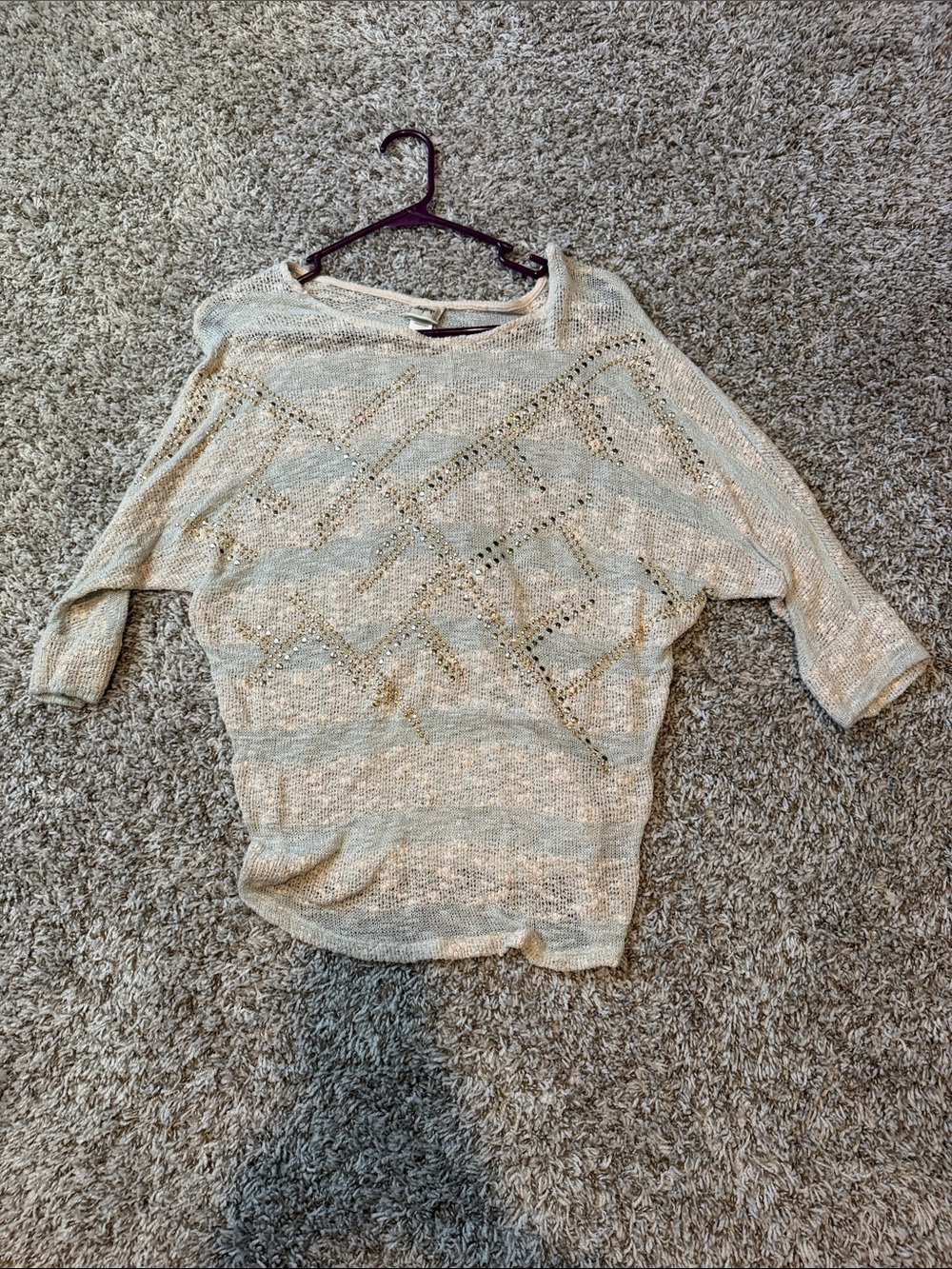 Light Cream Open-Knit Women's Sweater